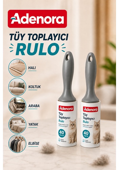 Tüy Toplayıcı Rulo Seti - 15 Yedekli 16 Parça - Kedi Köpek Tüy Alıcı