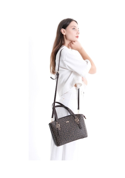 Just Polo Kadın Kahverengi Taba Baskı Desenli Omuz Çantası 2066-mh 15078518