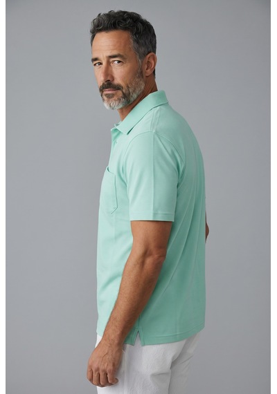 Erkek Yakalı Cepli Lacoste Kumaş Mint Yeşili Tshirt