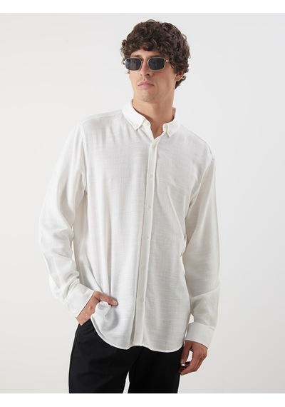 Lcw Vision Beyaz Slim Fit Uzun Kollu Armürlü Erkek Gömlek