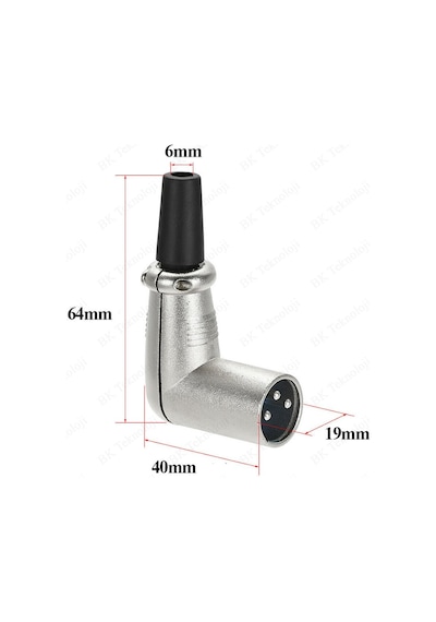 90 Derece 3 Pin XLR Erkek Lehim Tipi Ses Mikrofon Hoparlör Konnek