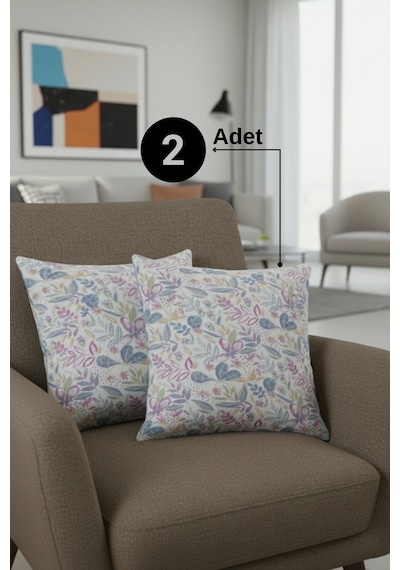 Chevron Bohem Dekoratif Punch Yastık Kırlent Kılıfı 2 Adet 45x45 İlkbahar Rüyası Pembe 45 x 45