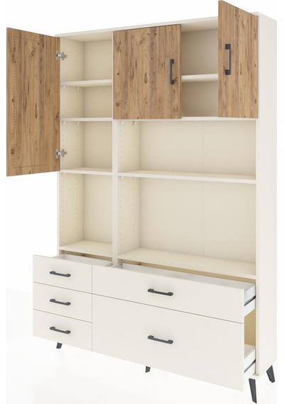 Arges Dolap 8 Raflı 5 Çekmeceli 3 Kapaklı 132x30x195 Aytaşı-çam/aytaşı Atlas Çam/aytası