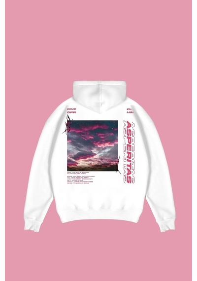 Startmore Asperitas Sırt Baskılı Oversize Unisex Beyaz Beyaz
