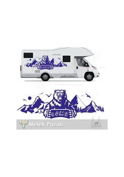 Ayı Dağ Manzara Off Road Kamp Karavan Sticker