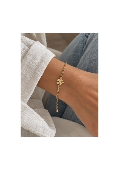 Gold 14k Altın Kaplamalı Jewelry Yoncalı Bileklik Altın