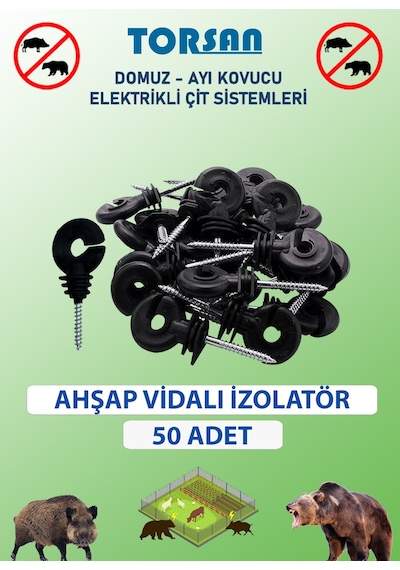 Elektrikli Çit Tel Ahşap Vidalı İzolatör 50 Adet