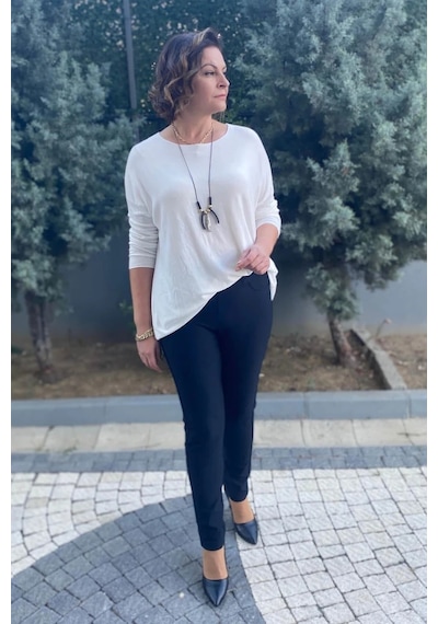 Mia Butik Kadın Lacivert Punto Boru Paça Pantolon Bir Beden Küçük Tercih Edin Lacivert