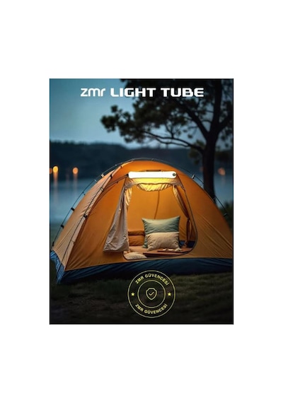 Zmr Light Tube Güneş Enerjili Şarjlı Şişirilebilir Katlanabilir Led Kamp Lambası Beyaz