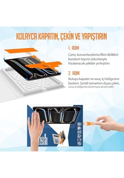 Buff Apple Uyumlu iPad Easyfit Glass Cam Kolay Uygulama Aparatlı Ekran Koruyucu Temperli Cam Pro 11 İnch 5. Nesil 2024
