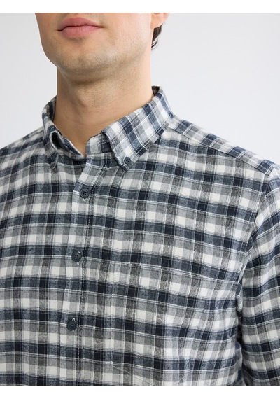 Lcwaıkıkı Classic Gri Regular Fit Ekose Gabardin Erkek Gömlek