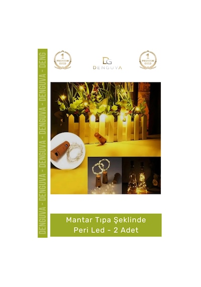 Led Gün Işığı Dekoratif Şişe İçi Pilli Şık Ambiyans Işık Mantar Tıpa Şeklinde Peri Led - 2 Adet Çok Renkli