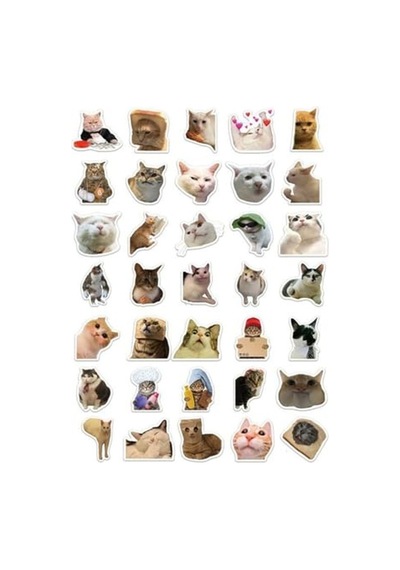 35 Adet Kedi Mood Sticker Seti - Ajanda Ve Defterler İçin Abanoz