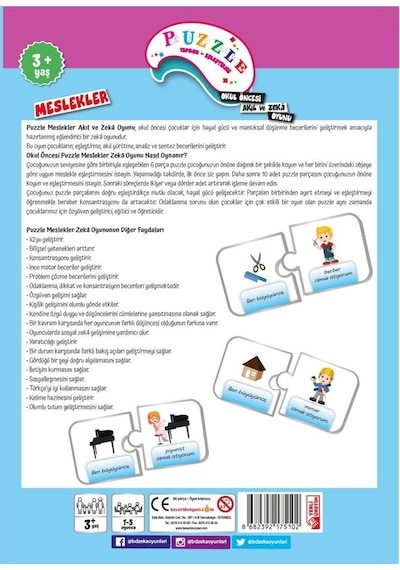 Beceri Dünyası Puzzle Meslekler 3+ Yaş Okul Öncesi Akıl Ve Zeka