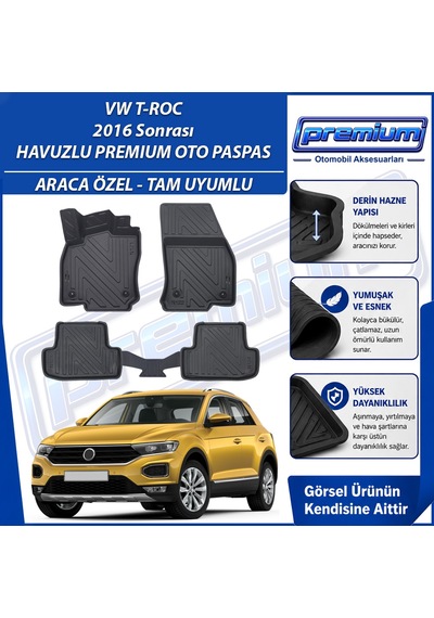 Vw T-roc Paspas Araca Özel Troc 2016 Sonrası Derin Havuzlu Premium Oto Paspas
