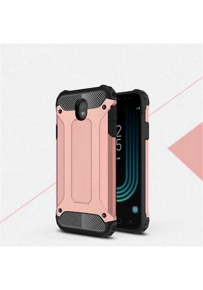 Noktaks - Galaxy J5 Pro Uyumlu - Kılıf Çift Katman Zırh Tank Crash Military Kapak - Rose Gold Rose Gold