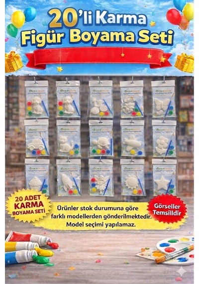 20 Li Boyama Seti Eğlenceli Aktivite Paketi - Boya Ve Fırçalı Ful Set