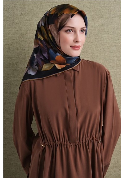 Armine Saf İpek Twill Eşarp 9632d 36 Koyu Lacivert Siyah