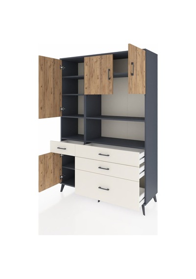 Hyperion Dolap 9 Raflı 4 Çekmeceli 4 Kapaklı 132x44x195 Antrasit-çam/aytaşı Atlas Çam/aytası - Antrasıt Hyperion Dolap 9 Raflı 4 Çekmeceli 4 Kapaklı 132x44x195 Antrasit-çam/aytaşı Atlas Çam/aytası - Antrasıt