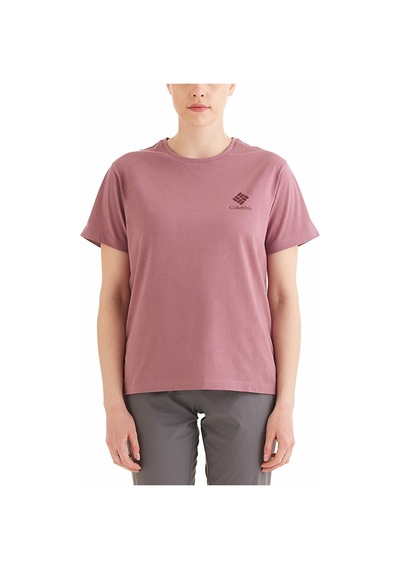 Columbia Csc Stacked Mini Gem Logo Kadın Kısa Kollu Tişört-3377 Kırmızı