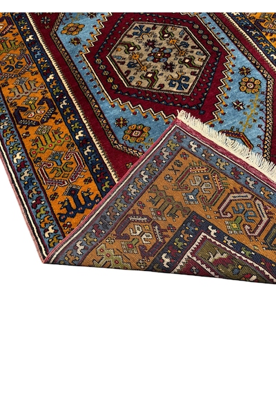 El Dokuması Yahyalı Halısı 122x210 Kök Boyası Mavi %100 Yün Halı