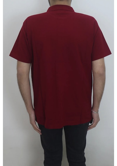 Dmctekstil Erkek Düz Klasik Kesim Rahat Kalıp Tek Cepli Polo Yaka Tişört Bordo