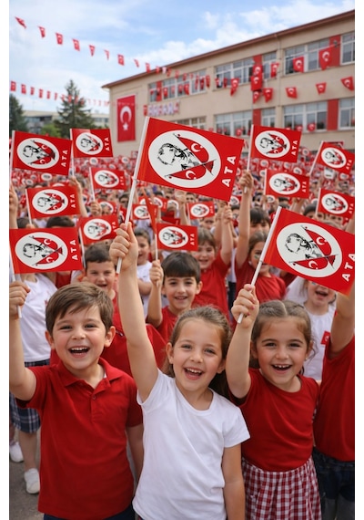 Çubuklu Türk Bayrağı 40 Lı Paket 20x30 Cm Dayanıklı Plastik Saplı Kağıt Bayrak Kutlama, Organizasyon Ve Etkinlikler Tek Ebat