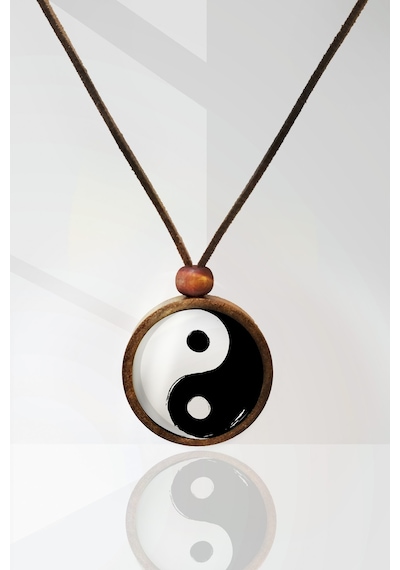 Yin Yang Ahşap Kolye Kahverengi