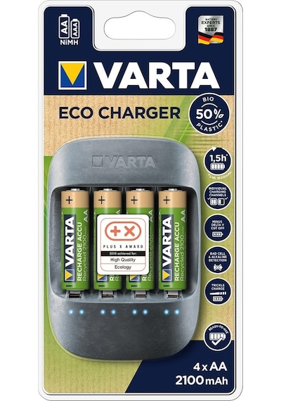 Varta 57680 Eco Charger Şarj Kiti + Varta 4xAA 2100 mAh Pil 4'lü