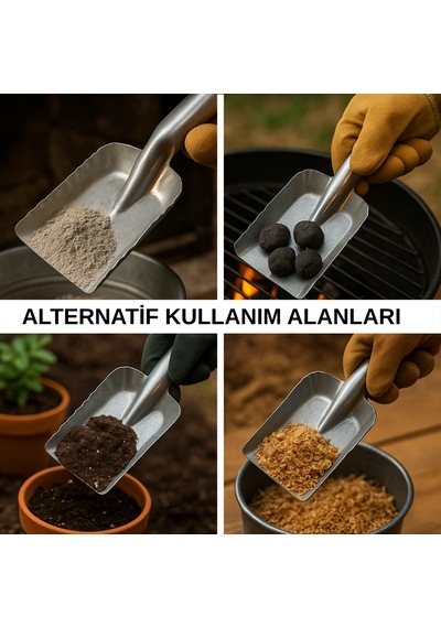 Çelik Ateş Küreği Ahşap Dayanıklı Saplı Geniş Soba Kömür Ateş Köz