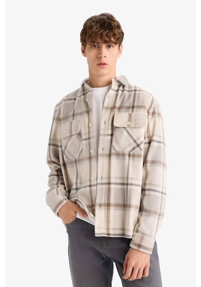 Defacto Regular Fit Kareli Polar Uzun Kollu Gömlek F0104ax25wnbg766 Bej-bg766
