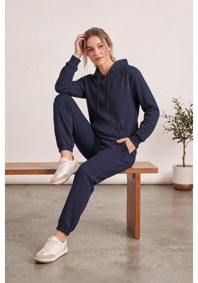 Moibody Kadın 3 İplik Şardonlu Eşofman Takımı Premium Kapüşonlu Sweatshirt Ve Jogger Alt Laci Lacivert Lacivert Moibody Kadın 3 İplik Şardonlu Eşofman Takımı Premium Kapüşonlu Sweatshirt Ve Jogger Alt Laci Lacivert Lacivert