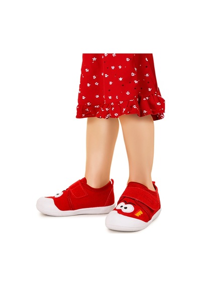 Kiko Kids Cookie Cırtlı Kız Bebek İlk Adım Panduf Ayakkabı Kırmızı