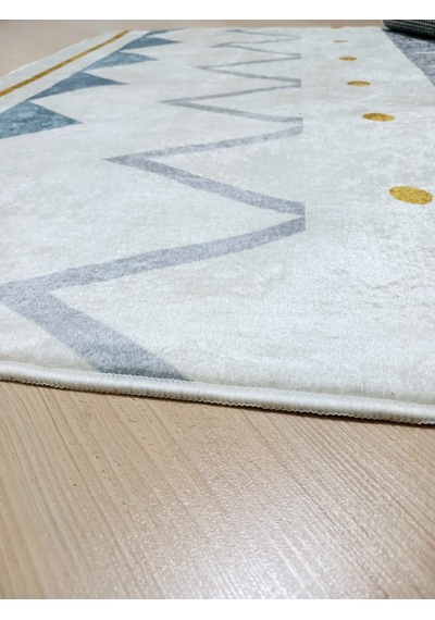 Zig Zag, Makinede Yıkanabilir, İnce, Dokuma Tabanlı, Çocuk Odası Halısı Çok Renkli
