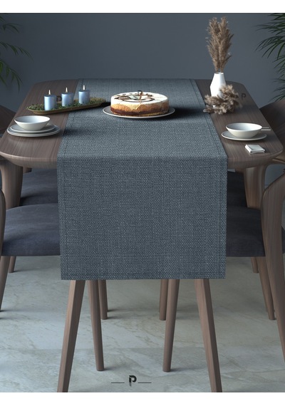 Br Perle Perle Home Keten Dokulu Runner Koyu İndigo Renk Dekoratif Şık Runner Örtü