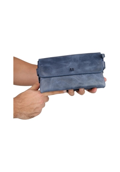 Mft Leather Hakiki Deri Unisex El Çantası Boliva 9874 Tiguan Lacivert