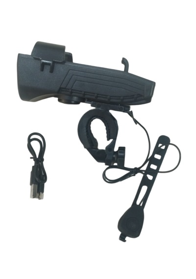 Bisiklet Far 160 Lumen + Korna 130 Desibel + Telefon Tutucu Siyah - Kırmızı