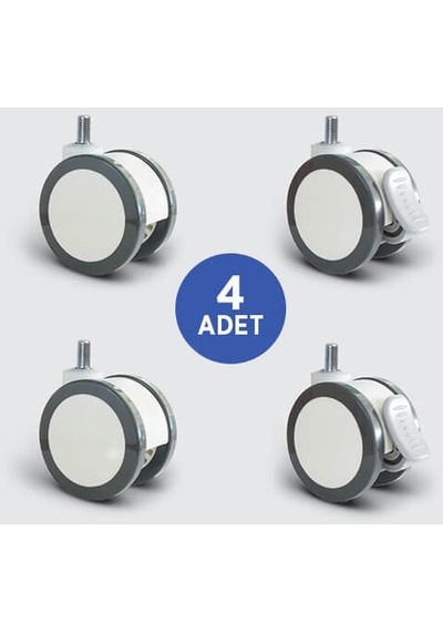 Emes 2 Adet EQ05ZKP75 + 2 Adet EQ05ZKP75F Döner Civatalı Tekerlek