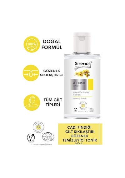 Natural Cadı Fındığı Cilt Sıkılaştırıcı Gözenek Temizleyici Tonik