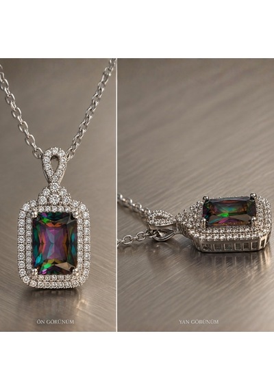 Servi 925 Ayar Gümüş Mystic Royal Baget Taşlı Kolye-509