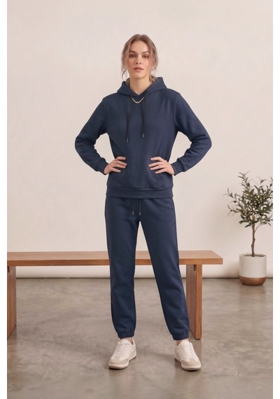 Moibody Kadın 3 İplik Şardonlu Eşofman Takımı Premium Kapüşonlu Sweatshirt Ve Jogger Alt Laci Lacivert Lacivert Moibody Kadın 3 İplik Şardonlu Eşofman Takımı Premium Kapüşonlu Sweatshirt Ve Jogger Alt Laci Lacivert Lacivert