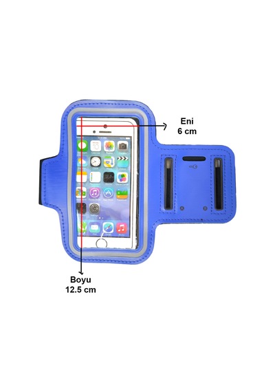 Kol Bandı Cep Telefonu İçin 12.5cm X 6cm Ölçülerinde Taşıma Kılıfı Mavi