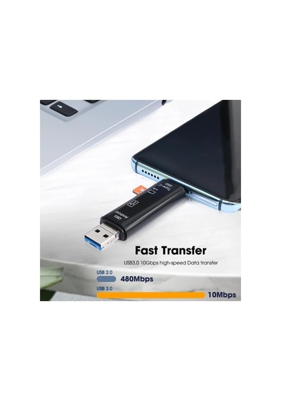 A-5068 Type-c To Usb 3.0 Flash Otg Veri Aktarım Sd Tak Çalıştır Kart Okuyucu Çevirici X 2 Adet