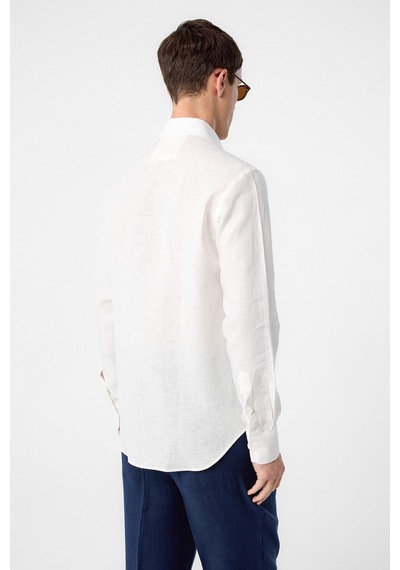 Antioch 100% Keten Comfort Fit Erkek Gömlek Ekru