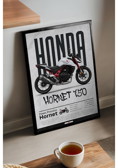Hornet 750 Siyah Ahşap Çerçeveli Poster, Dekoratif Motosiklet Duvar Tablosu