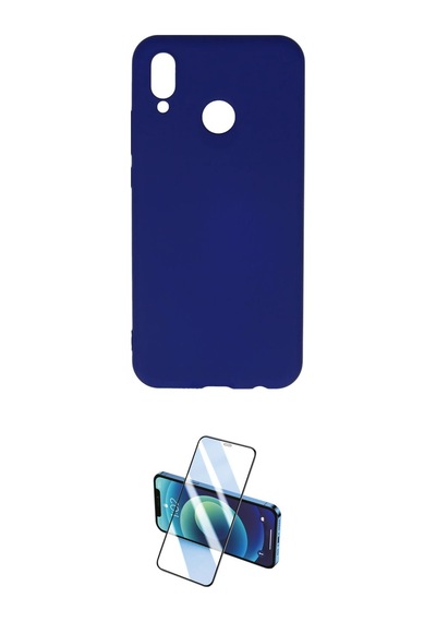 Cep Huawei Uyumlu P20 Lite Kılıf Ahenk Serisi İkili Koruma Seti Najmaddin Mavi