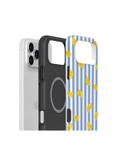 Apple iPhone Uyumlu 17 Pro Vorian Çift Katmanlı Magsafe Kılıf Lemon Confetti Blue