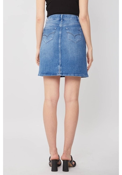 Blue White Kadın Açık Mavi Jean Midi Etek 16S100-1