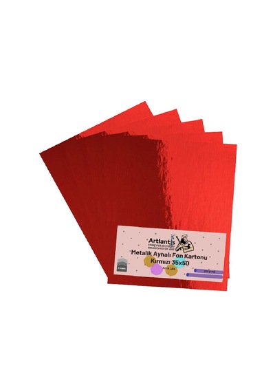 Kırmızı 35x50 Metalik Aynalı Fon Kartonu 5 Adet 1 Paket Artlantis Aynalı Metalik Fon Kartonu