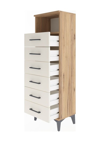 Arges Dolap Tek Raflı 6 Çekmeceli 44x30x134 Çam-aytaşı Çam